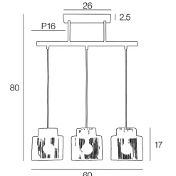 Suspension 3 lumière en métal et cordelette tressé l60cm naturel - cancun