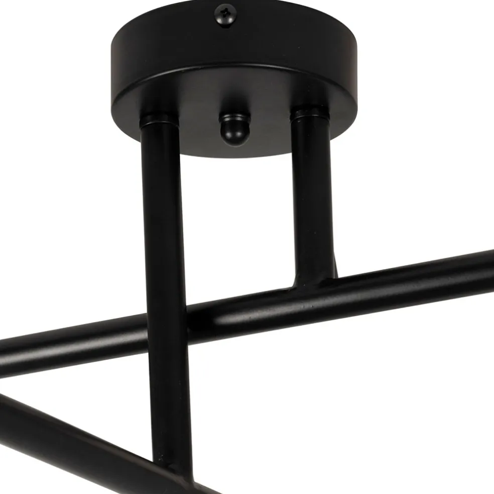 Suspension 4 lumières en fer et verre noir mat h36cm - Ardecor
