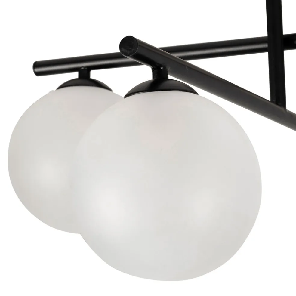 Suspension 4 lumières en fer et verre noir mat h36cm - Ardecor