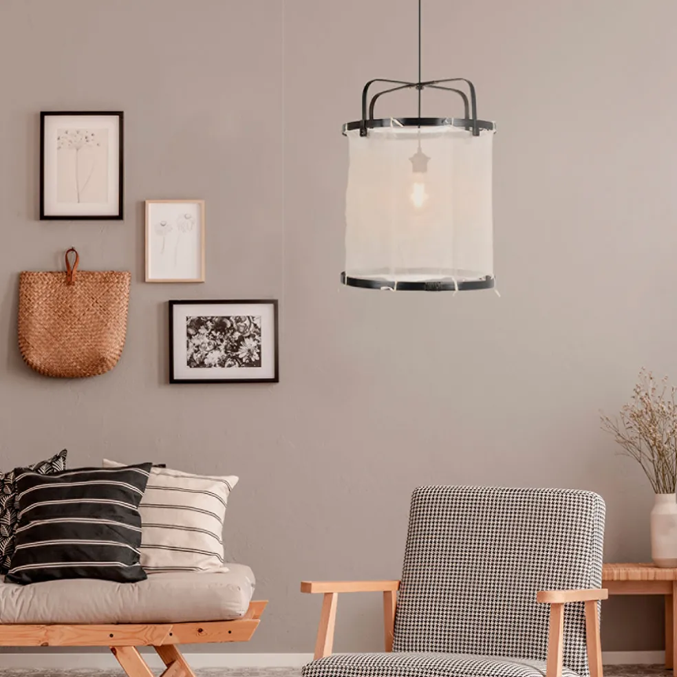 Suspension en bambou d35cm noir - hikari