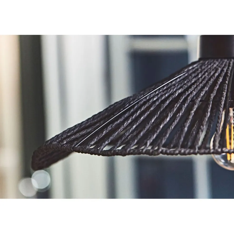 Suspension en corde de papier et fer d50cm noir - Calyp