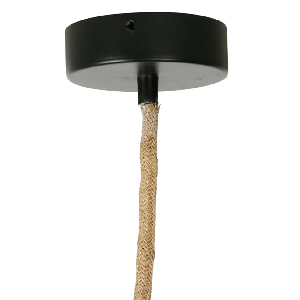 Suspension en corde de papier et fer d71cm noir - Calyp