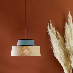 Suspension en coton et raphia d38cm pétrole - Mallorca