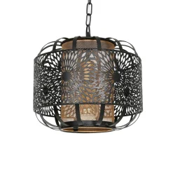 Suspension en fer d30.5cm noir et doré - rosalie