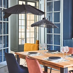 Suspension en fer et coton d77cm noir - plaka