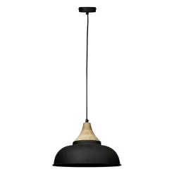 Suspension en fer et manguier d35cm noir mat - Lausel