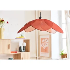 Suspension en lin japandi d70cm terracotta