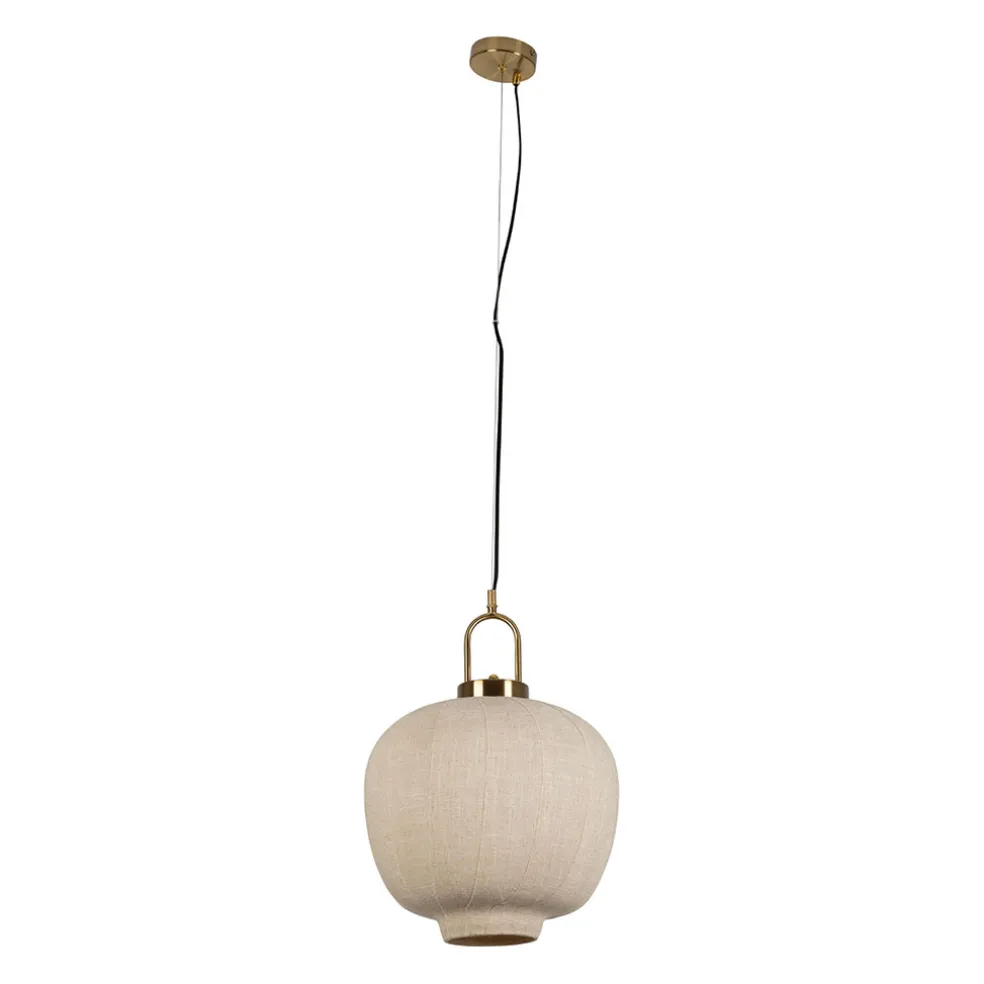Suspension en lin blanc cassé et doré d35cm - Calypso