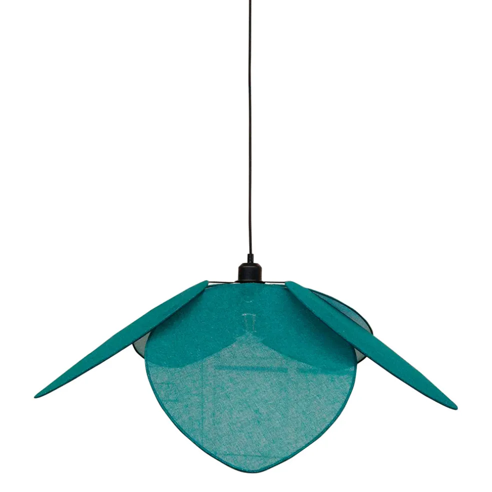 Suspension en tissu et fer d70cm émeraude - Japandi