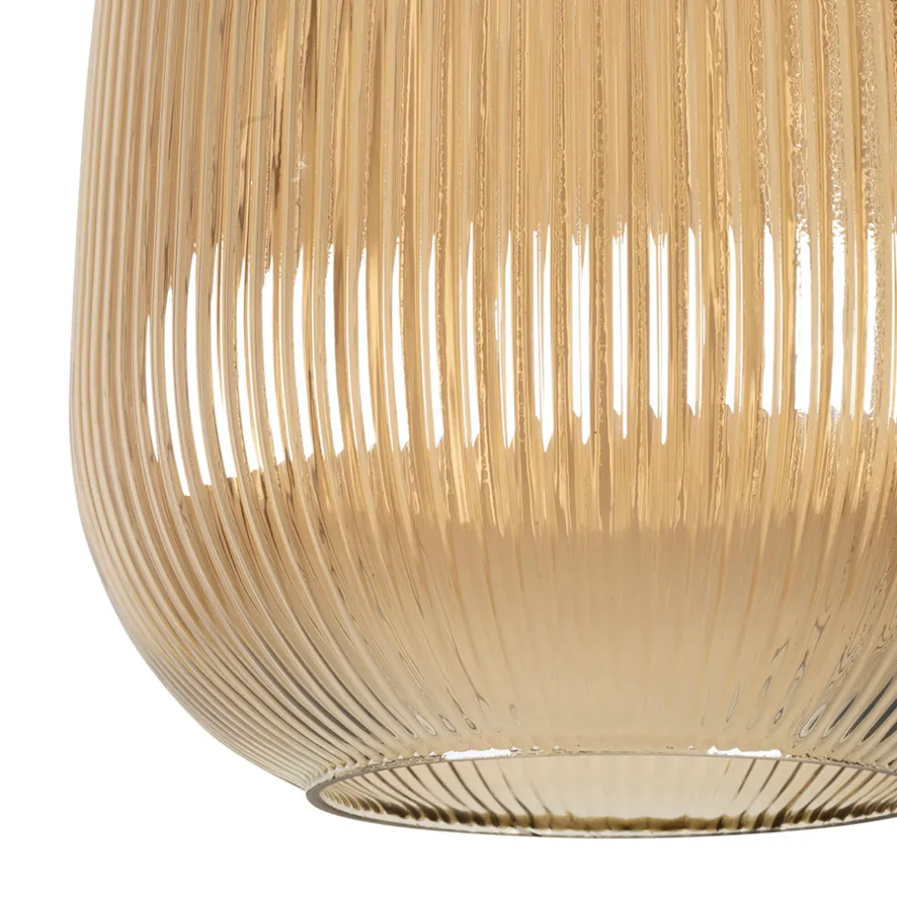 Suspension en verre ambre et fer d22x33cm - Lumi