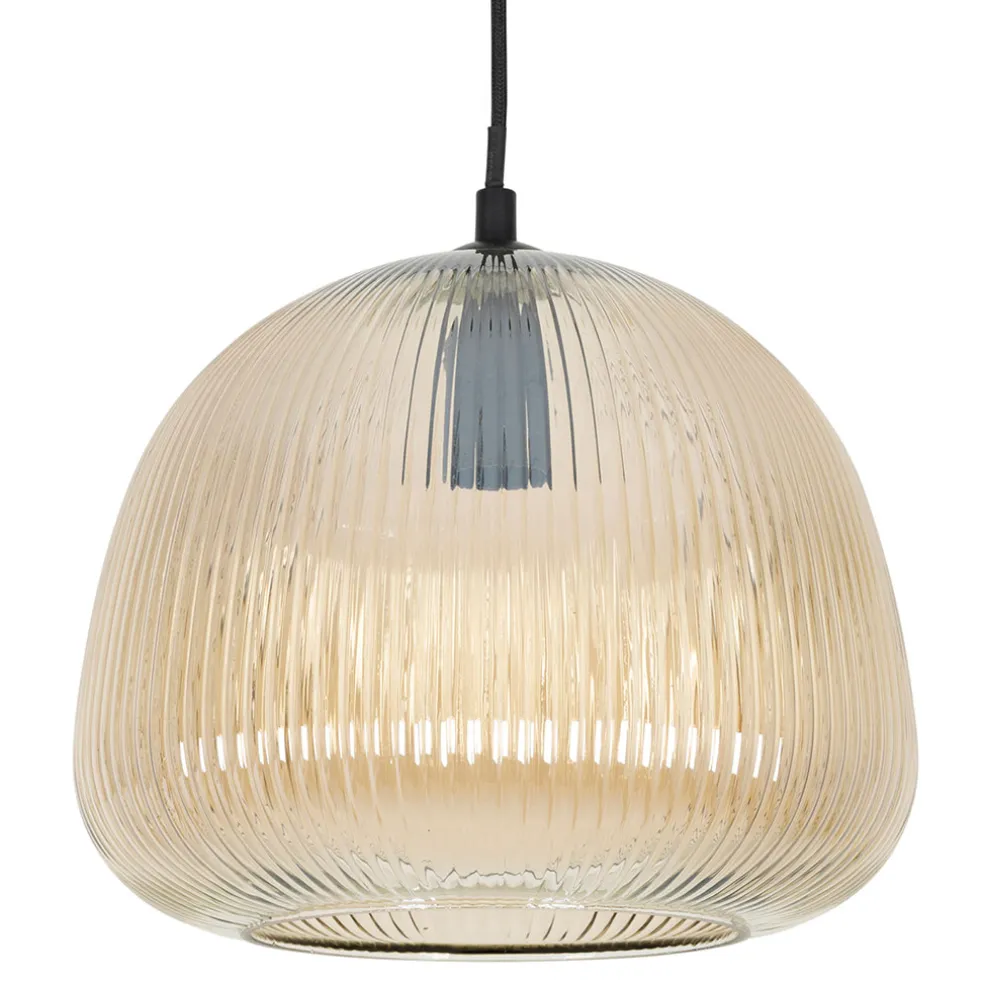 Suspension en verre et fer d26x22cm ambre - Lumi