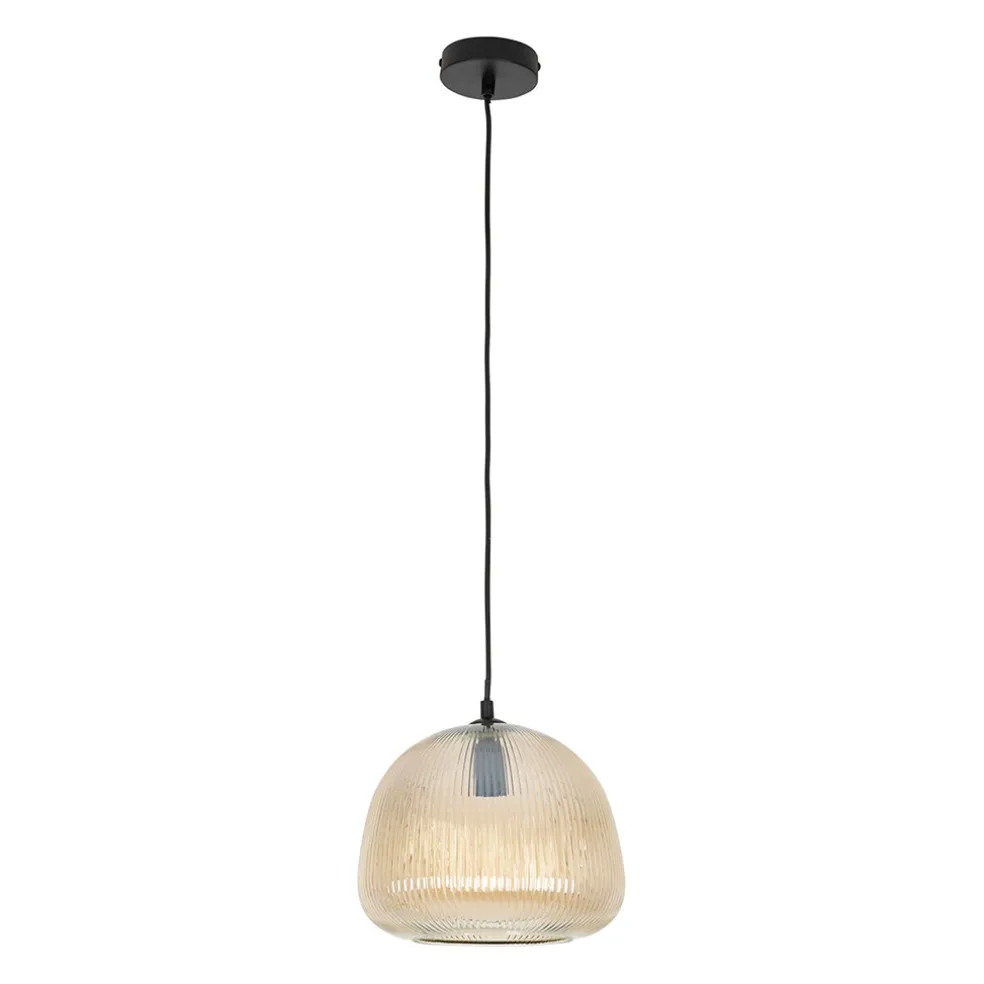 Suspension en verre et fer d26x22cm ambre - Lumi