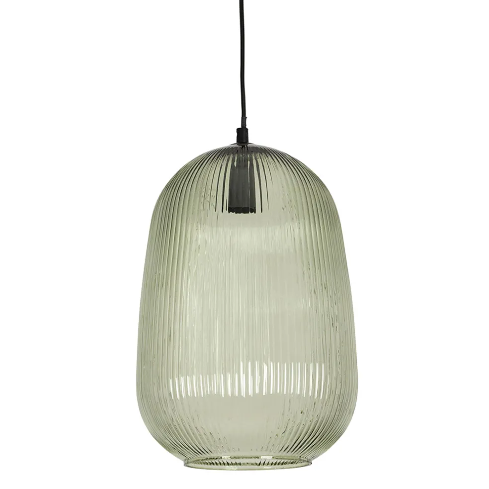 Suspension en verre et fer vert clair d22.5xh33cm - Lumi