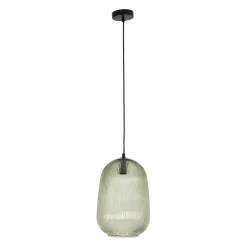 Suspension en verre et fer vert clair d22.5xh33cm - Lumi