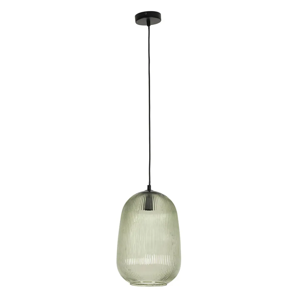 Suspension en verre et fer vert clair d22.5xh33cm - Lumi