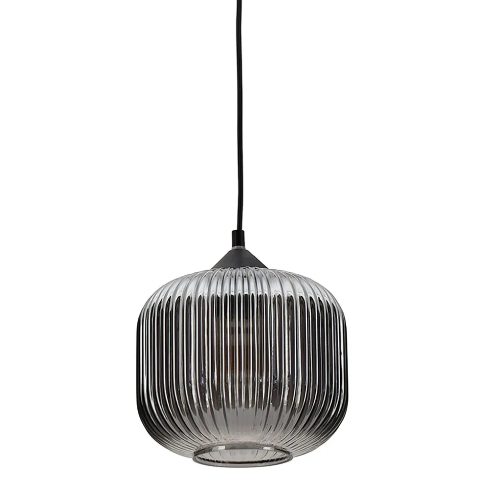 Suspension metal et verre grise d20cm - Hinatea