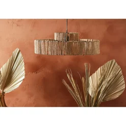 Suspension naturel en fer et corde de papier d55cm - Calyp