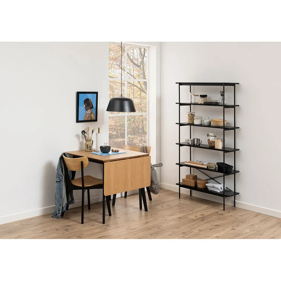 Table à manger avec rallonge en plaqué chêne 120x80cm - Roxy