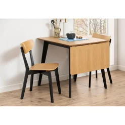 Table à manger avec rallonge en plaqué chêne 120x80cm - Roxy