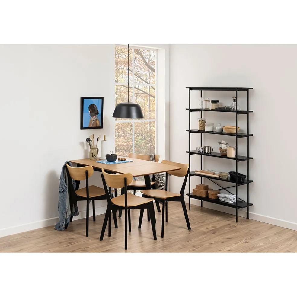 Table à manger avec rallonge en plaqué chêne 120x80cm - Roxy