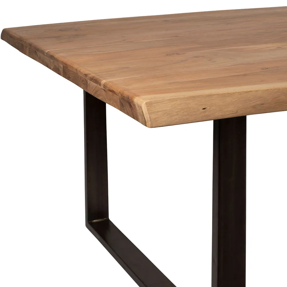 Table à manger en acacia massif et pieds en fer noir 240x110cm - Factory