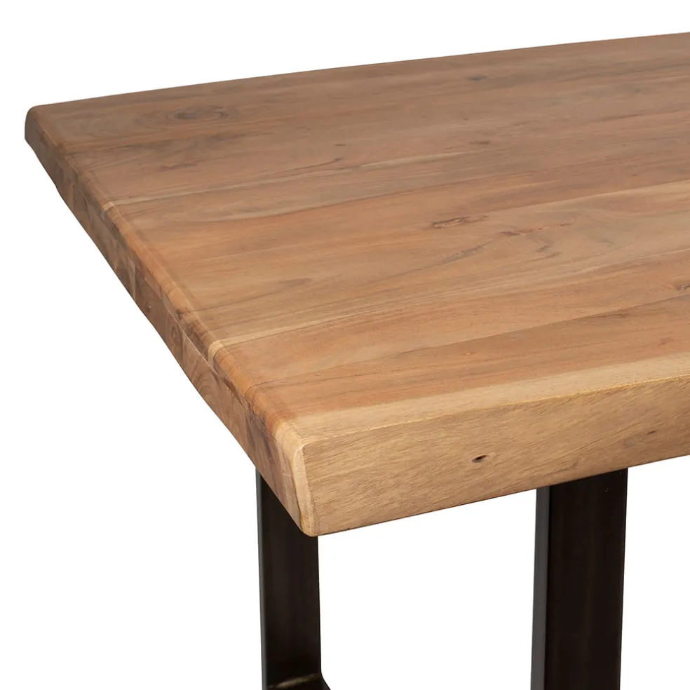 Table à manger en acacia massif et pieds en fer noir 240x110cm - Factory