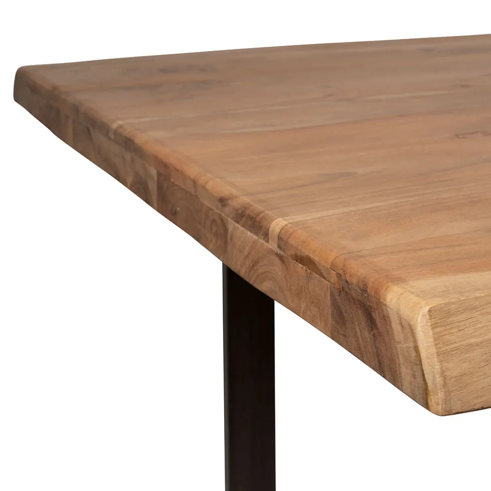 Table à manger en acacia massif et pieds en fer noir 240x110cm - Factory