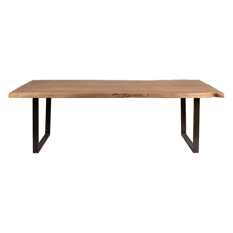 Table à manger en acacia massif et pieds en fer noir 200x100cm - Factory