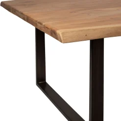 Table à manger en acacia massif et pieds en fer noir 200x100cm - Factory