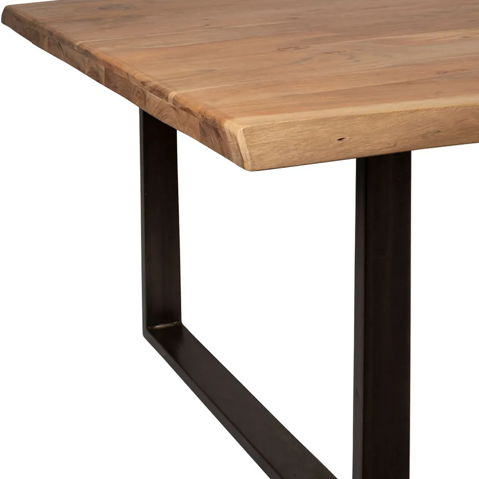 Table à manger en acacia massif et pieds en fer noir 200x100cm - Factory