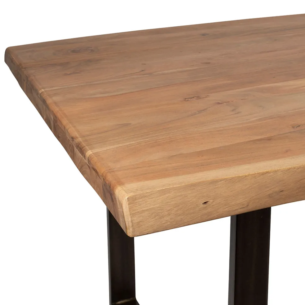 Table à manger en acacia massif et pieds en fer noir 200x100cm - Factory