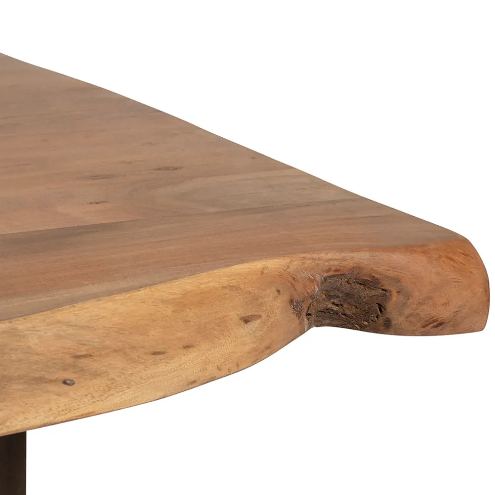 Table à manger en acacia massif et pieds en fer noir 200x100cm - Factory