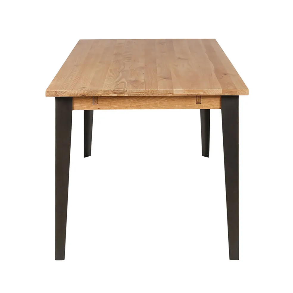 Table à manger en chêne massif et pieds acier L200cm - Manny