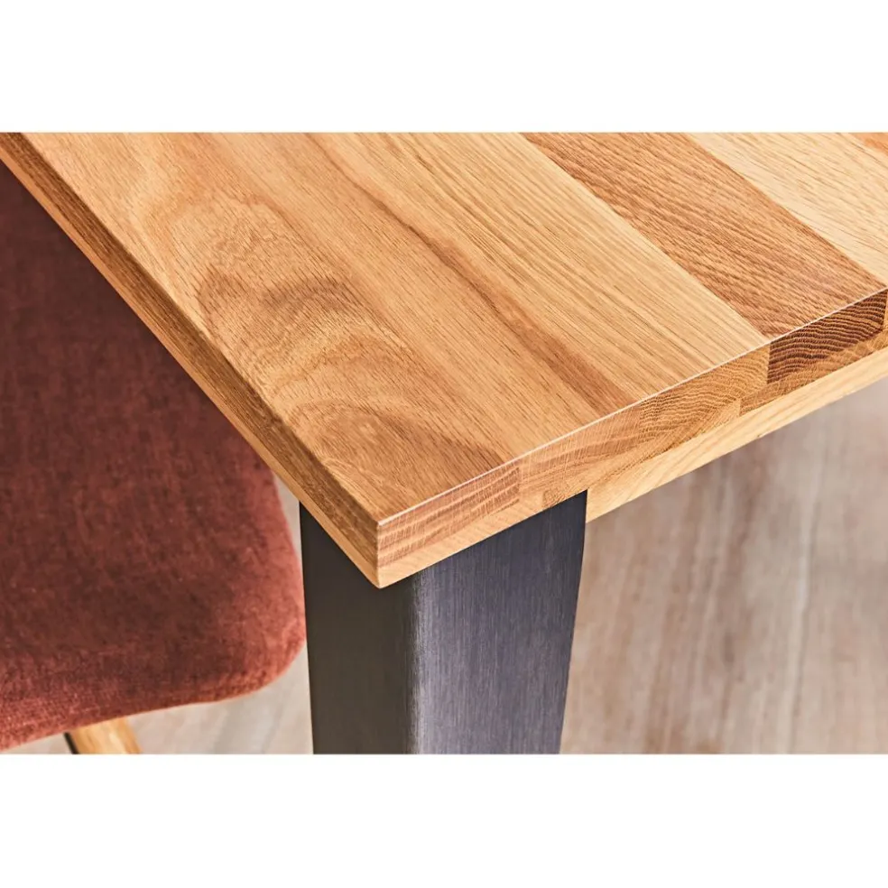 Table à manger en chêne massif et pieds acier L200cm - Manny