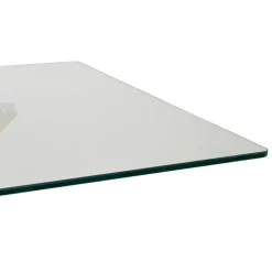 Table à manger en verre trempé et métal naturel 180x90cm - Adela
