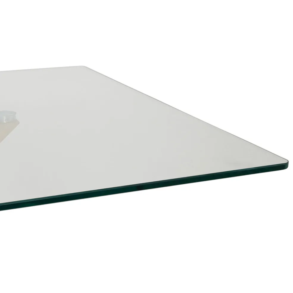 Table à manger en verre trempé et métal naturel 180x90cm - Adela