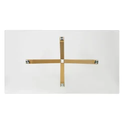 Table à manger en verre trempé et métal naturel 180x90cm - Adela