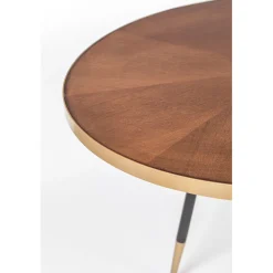 Table à manger ovale en noyer plaqué et métal doré 180x90cm - Denise