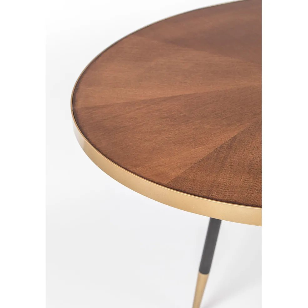 Table à manger ovale en noyer plaqué et métal doré 180x90cm - Denise