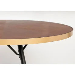 Table à manger ovale en noyer plaqué et métal doré 180x90cm - Denise