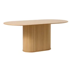 Table à manger ovale en placage chêne naturel 180x95cm - Nola