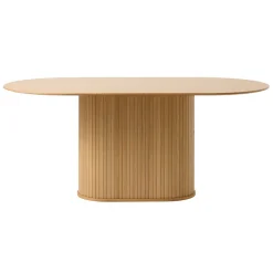 Table à manger ovale en placage chêne naturel 180x95cm - Nola