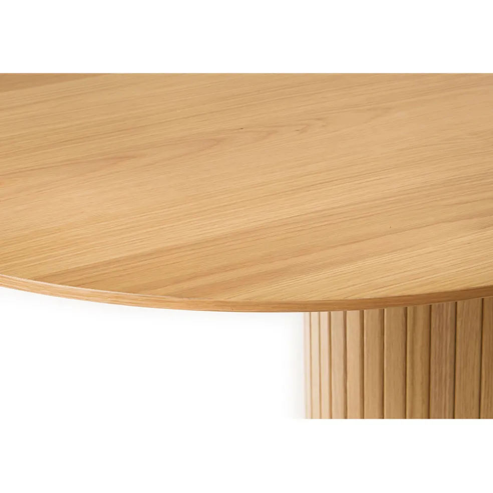 Table à manger ovale en placage chêne naturel 180x95cm - Nola