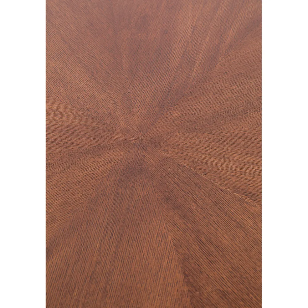 Table à manger ronde en noyer plaqué et métal doré d91cm - Denise