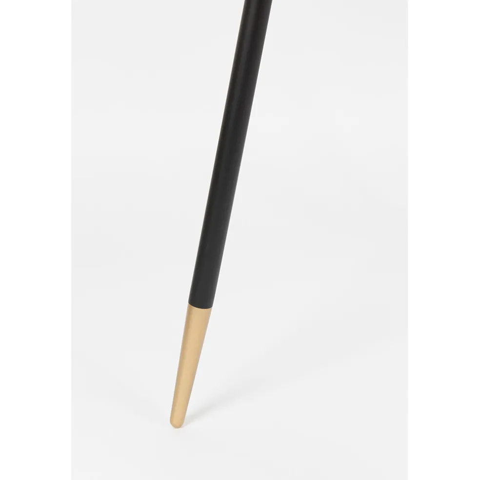 Table à manger ronde en noyer plaqué et métal doré d91cm - Denise