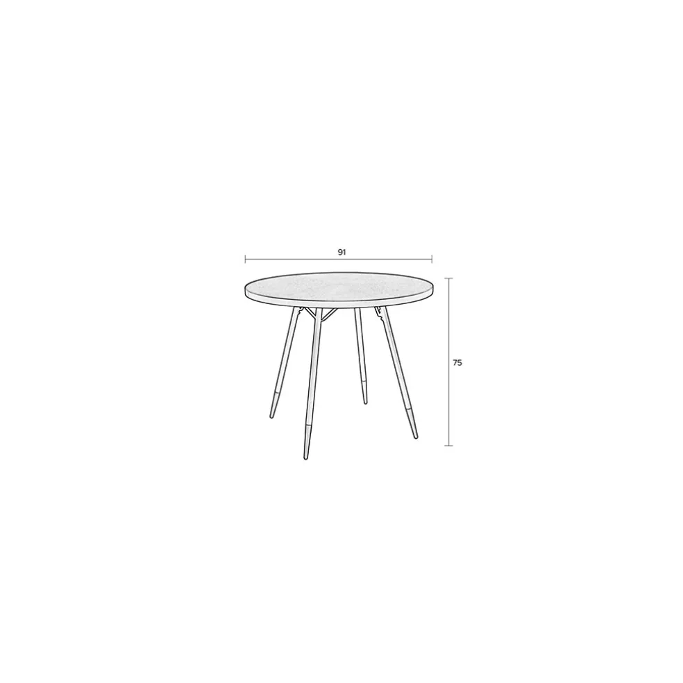 Table à manger ronde en noyer plaqué et métal doré d91cm - Denise