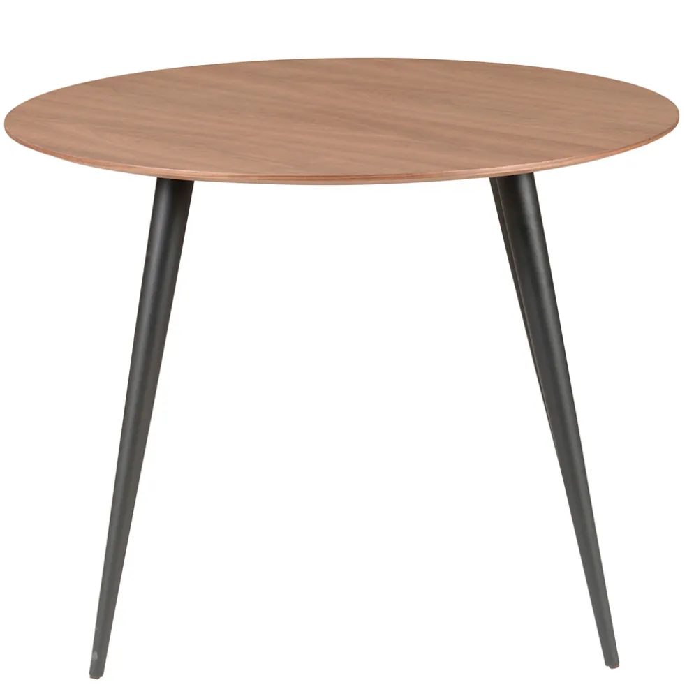Table à manger ronde en noyer et pieds hêtre noir d100cm - Caly