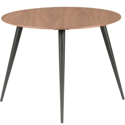 Table à manger ronde en noyer et pieds hêtre noir d100cm - Caly
