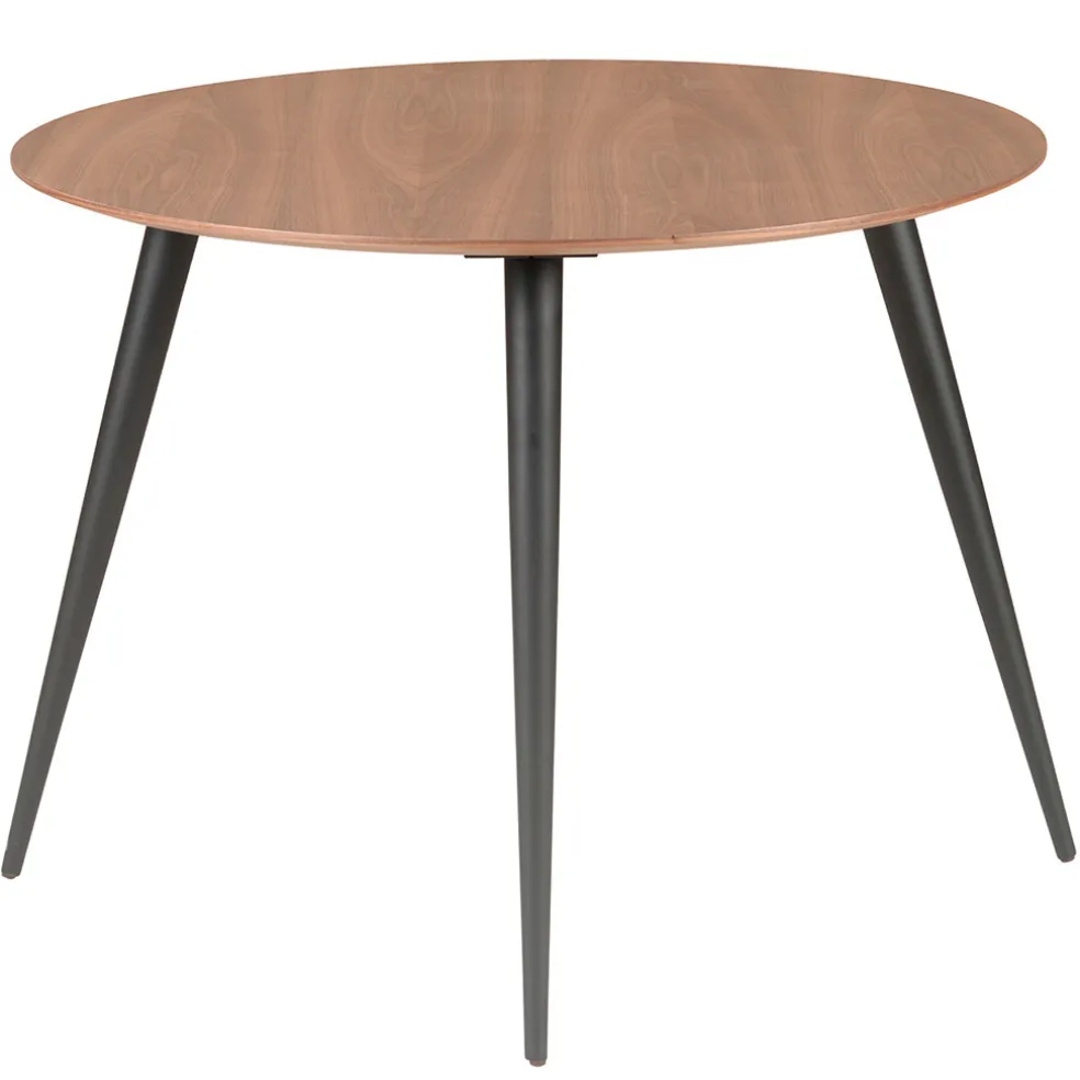 Table à manger ronde en noyer et pieds hêtre noir d100cm - Caly