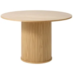Table à manger ronde en placage chêne naturel d120cm - nola